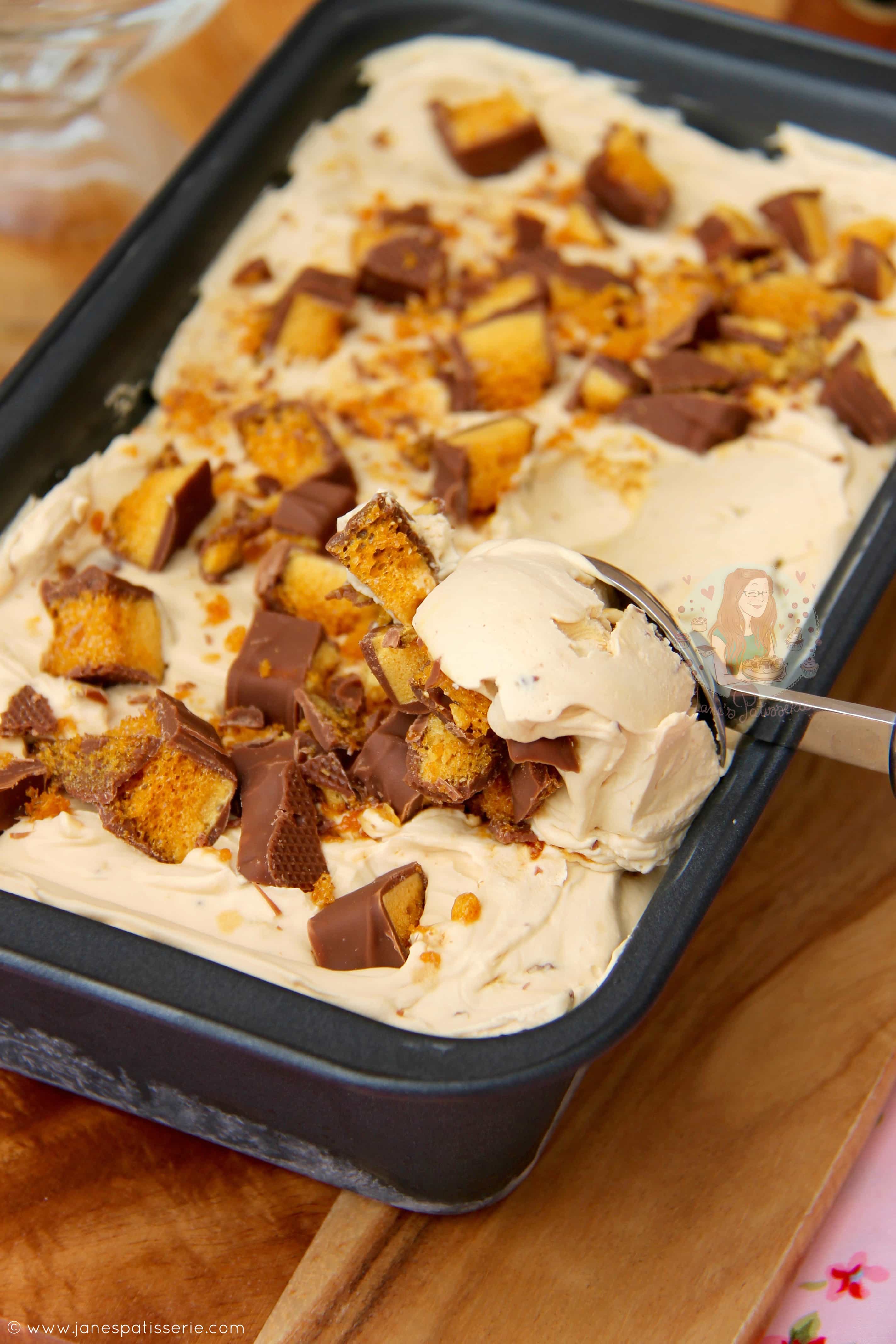 No Churn Crunchie Ice Cream! Jane's Patisserie