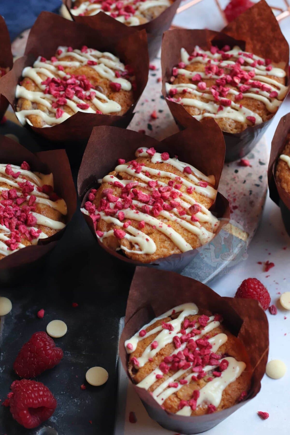 White Chocolate and Raspberry Muffins - Jane's Patisserie