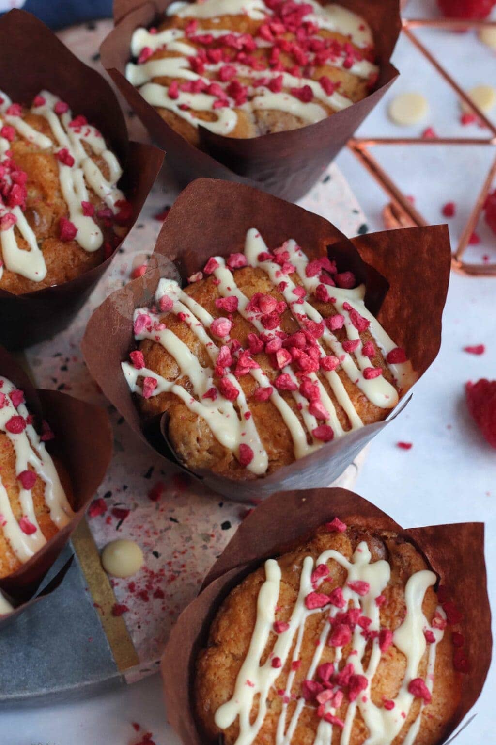 White Chocolate and Raspberry Muffins - Jane's Patisserie
