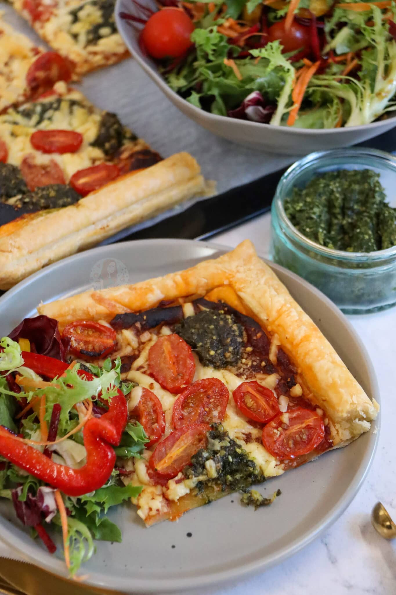 Pesto, Cheese & Tomato Puff Pastry Tart! Jane's Patisserie