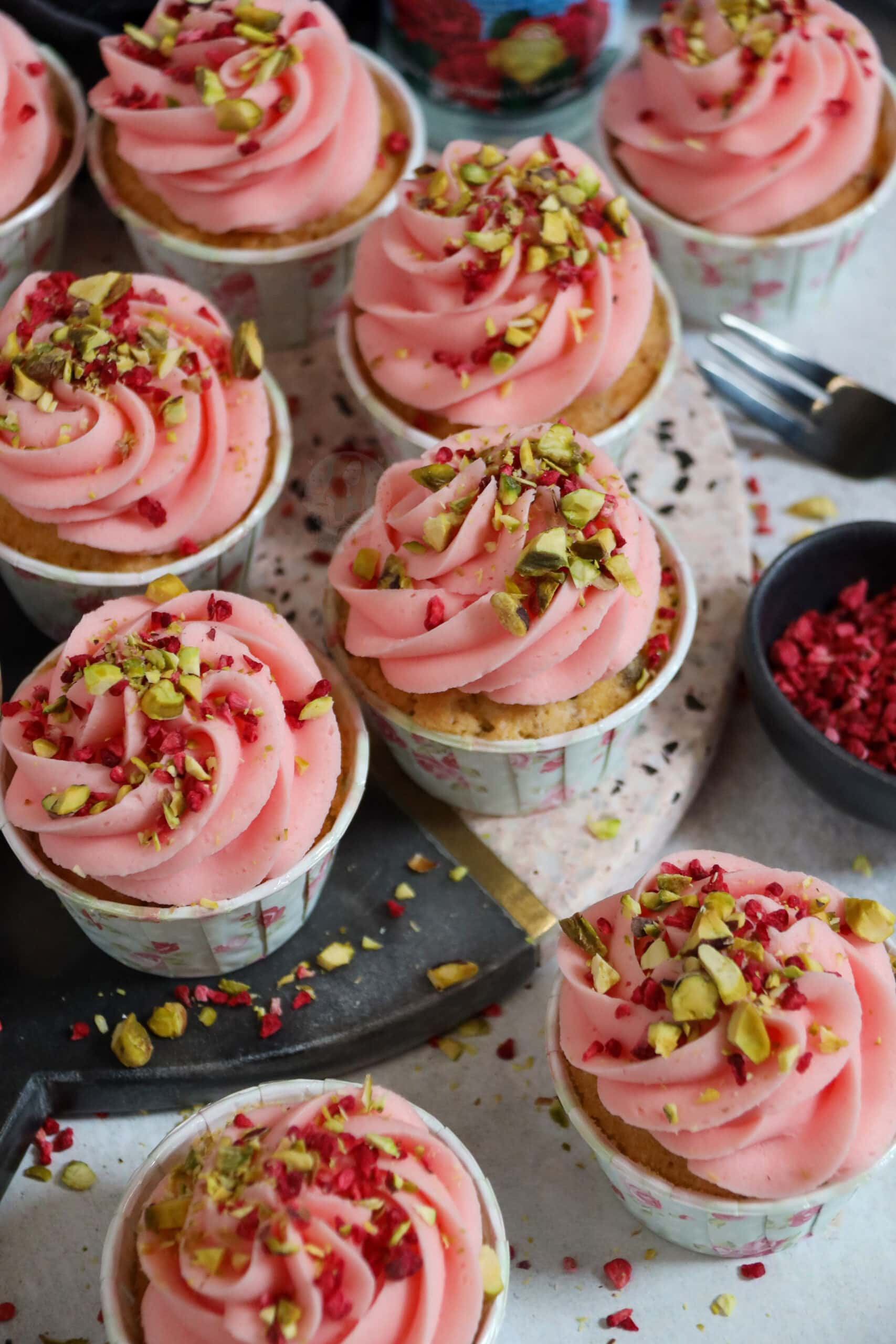 Rosewater and Pistachio Cupcakes!