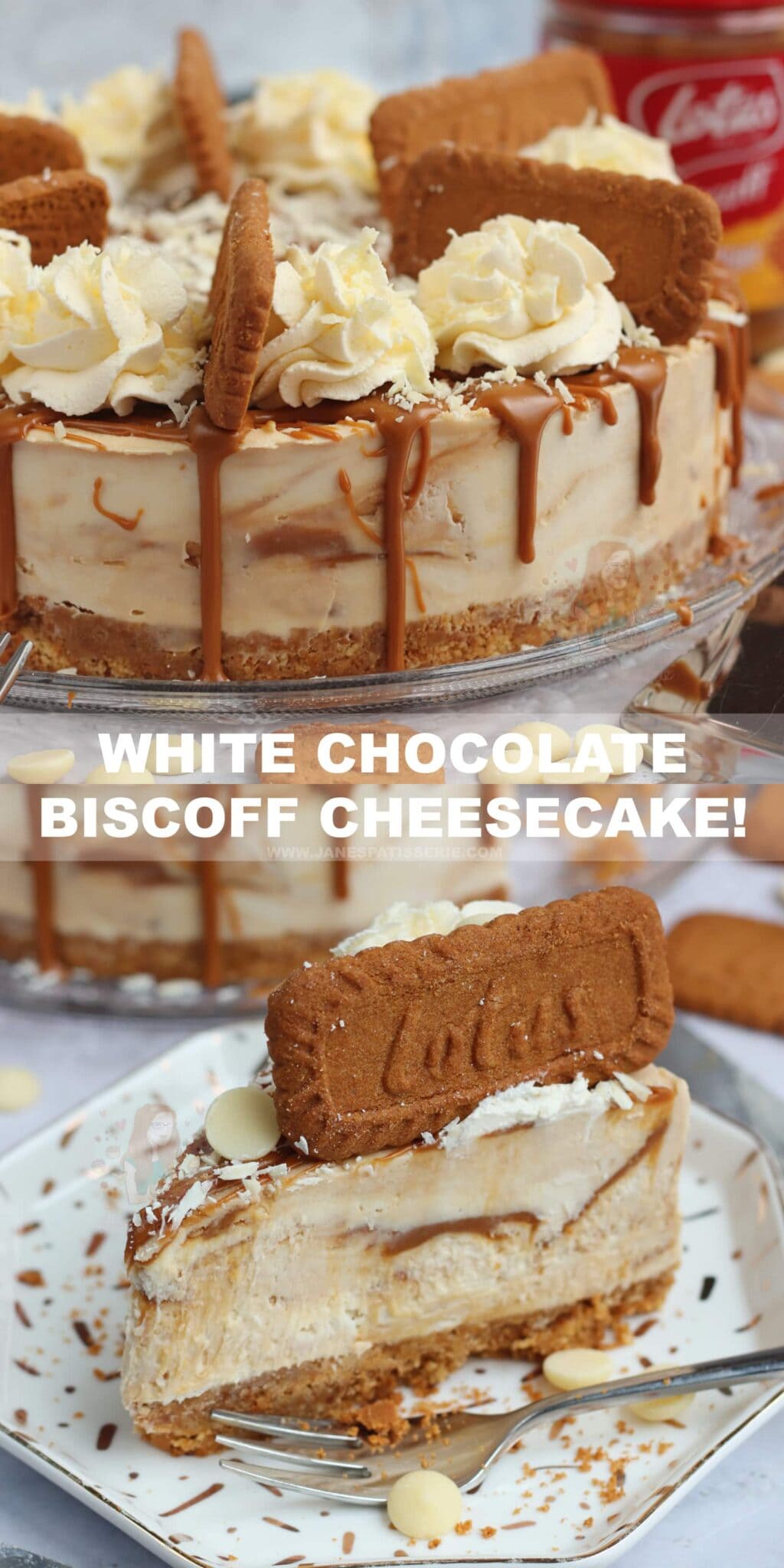 White Chocolate Biscoff Swirl Cheesecake! Jane's Patisserie