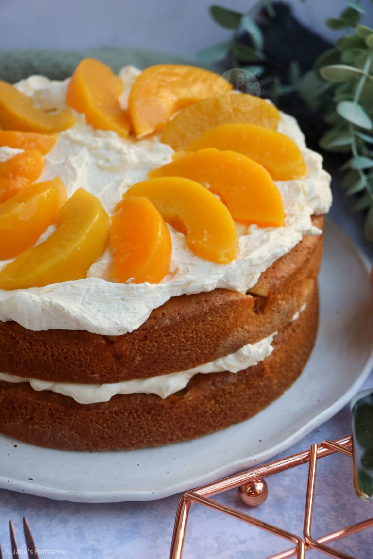 Peaches and Cream Cake! Jane's Patisserie