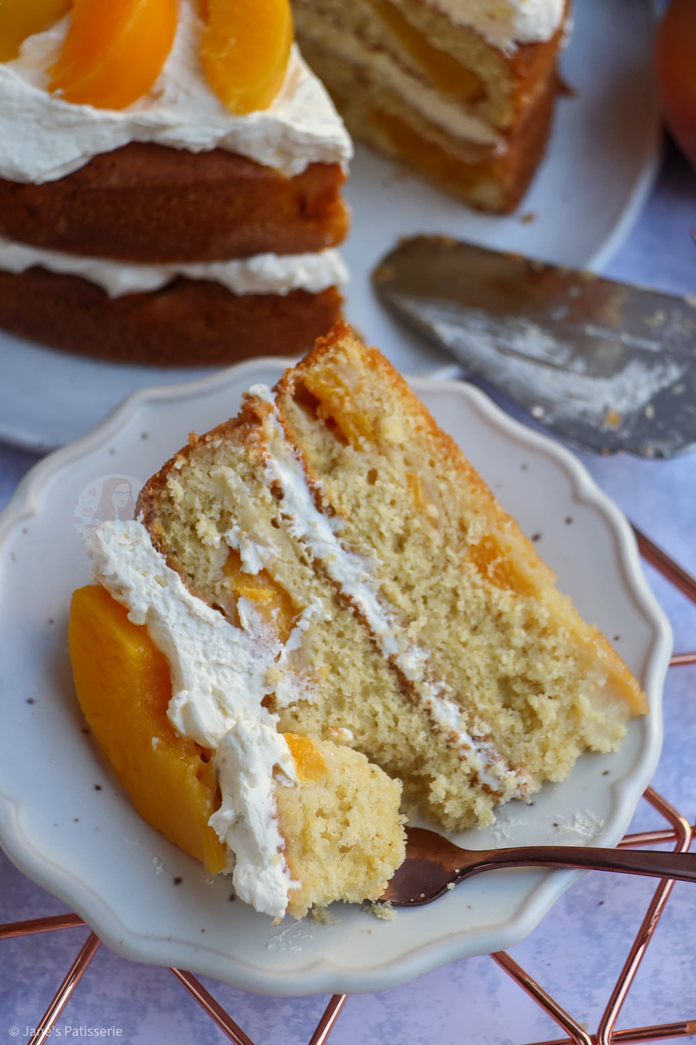 Peaches and Cream Cake! Jane's Patisserie