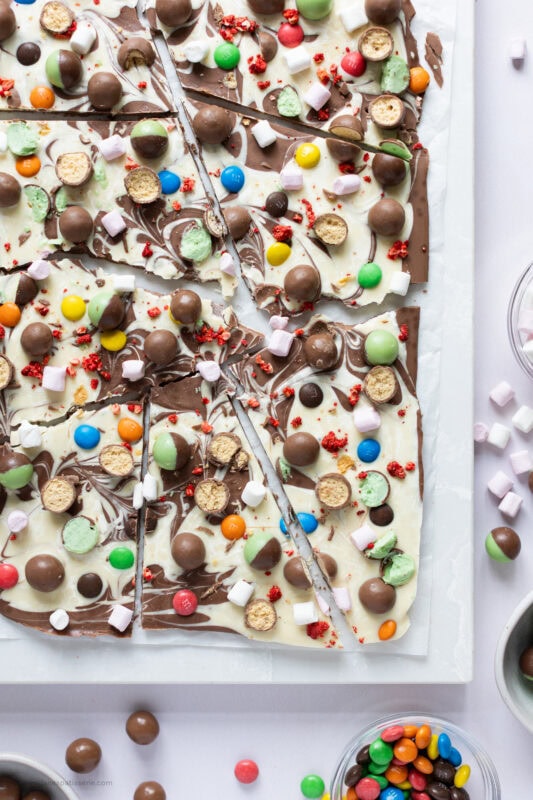 A plate of chocolate bark