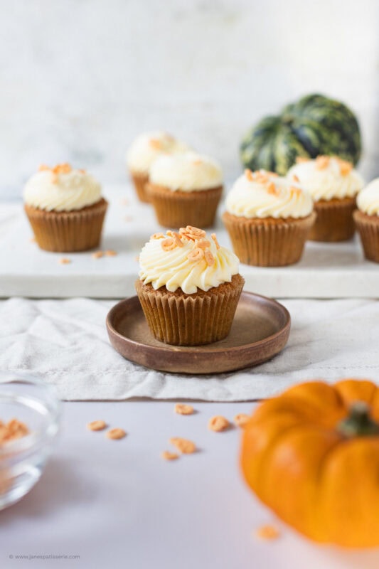 A Pumpkin Cupcake on a plate