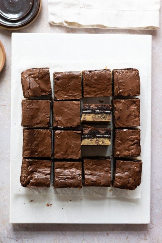 Some Slutty Brownie squares on their side