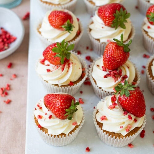 A tray of Wimbledon Strawberry Cupcake