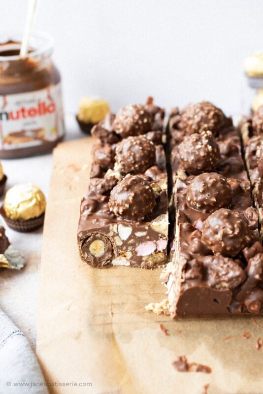 A square of Nutella Rocky Road missing