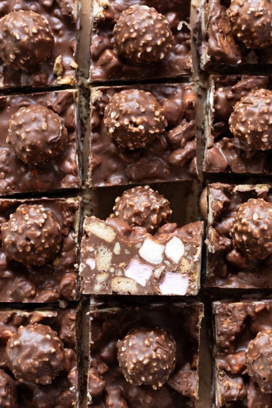 A single Nutella Rocky Road on it's side in a row of Nutella Rocky Road