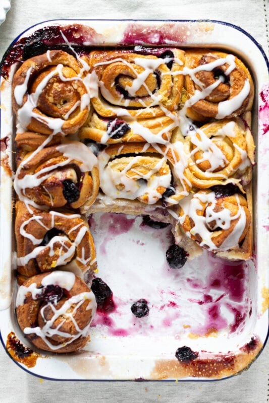 Lemon and Blueberry rolls missing from the tray