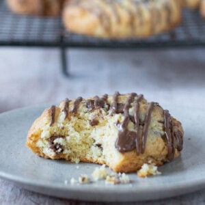 A bite taken from a Coconut Chocolate Rock