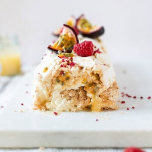 The end of a Lemon Meringue Roulade