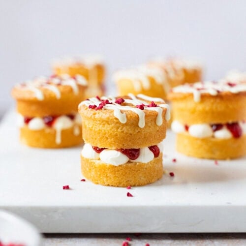 A selection of mini Victoria sponge cakes