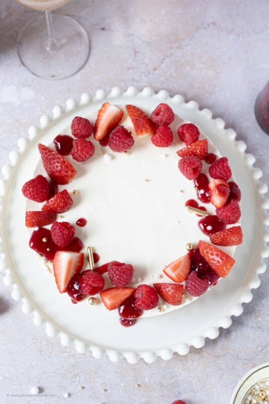 A top down shot of the Champagne Cheesecake
