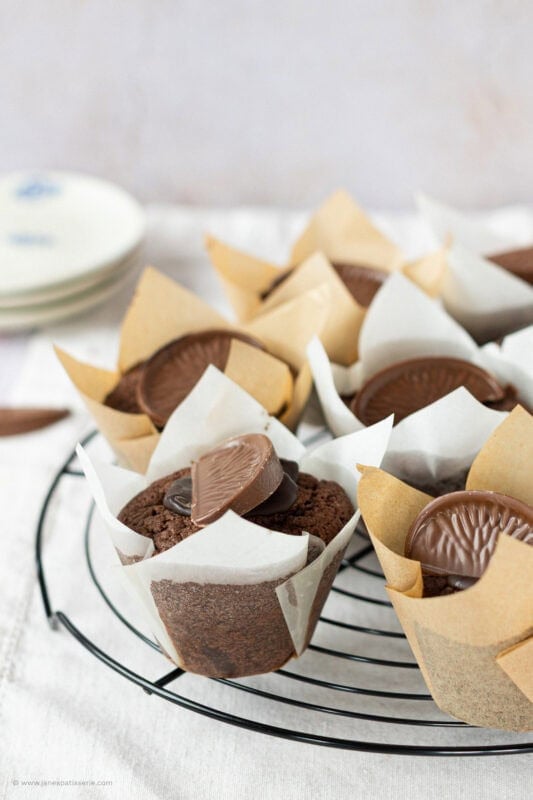 A rack of Chocolate Orange Muffins