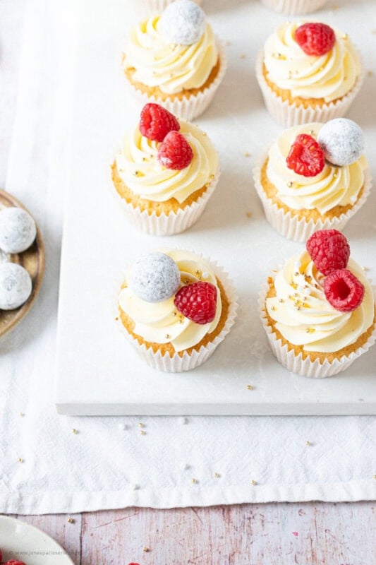 A selection of decorated Prosecco Cupcakes