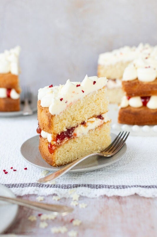 A slice of Vanilla Cake - back to basics on a plate